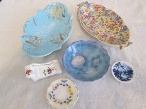 VINTAGE MIXED JOB LOT OF FINE BONE CHINA PLATES & TRINKET DISHES - Picture 1 of 11