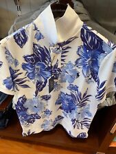 NWT Polo Ralph Lauren WHITE BLUE HIBISCUS Slim Fit Mesh Collared Shirt size 2XL