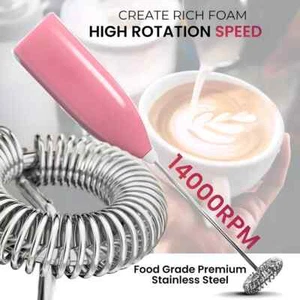 2x Mini Milk Frother Electric Egg Beater Stainless Steel Whisk Mixer Kitchen - Picture 1 of 14