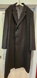 MEN'S PRONTO MODA Black Wool Cashmere Overcoat TopCoat Size 54L Italy - Picture 1 of 13