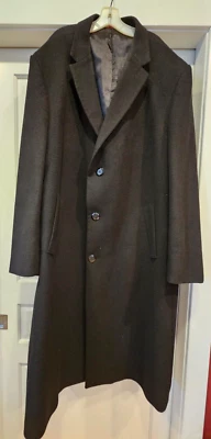 MEN'S PRONTO MODA Black Wool Cashmere Overcoat TopCoat Size 54L Italy - Image 1 of 4