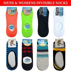 Invisible Socks Mens Womens Trainer No Show Shoe Liner Anti Slip Footsies 6 Pair - Picture 1 of 33