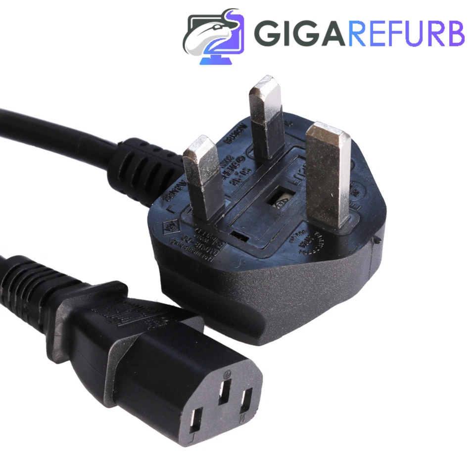 IEC Kettle Lead Power Cable 3 Pin UK Plug For PC Monitor TV - Image 1 of 1