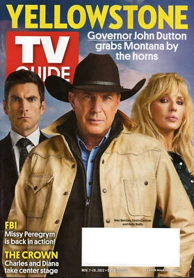 TV GUIDE Magazine Nov  7 2022 Kevin Costner Wes Bentley Kelly Reilly Yellowstone - Image 1 of 2