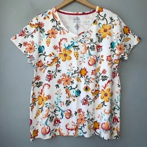 T-shirt Croft & Barrow The Classic taglia XL vibrante floreale country top estivo - Foto 1 di 8