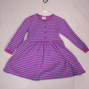 Hanna Andersson Dress Girls 130 US 8 Long Sleeve Striped Purple Soft Jersey Play - Picture 1 of 13
