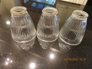 Set 3 Clear Ribbed Glass Bell Shaped Globes Light Shades Ceiling Fan 2" x 4"× 5" - Picture 1 of 6
