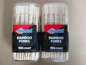 Lot of 2 3.5 in. Bamboo Forks 100 count Each Diamond Brand - Picture 1 of 2