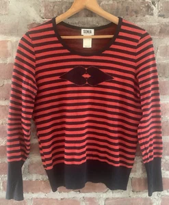 Sonia by Sonia Rykiel Women’s Heart Cotton Sweater Size Medium Made in France - Picture 1 of 5