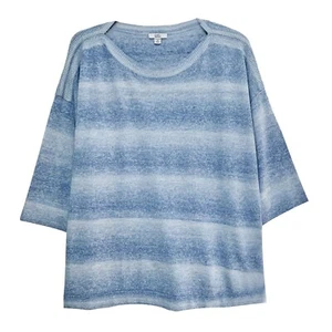Croft & Barrow, Shades of Blue, Striped Lightweight Pullover Sweater, size 3X - Picture 1 of 4