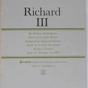 De colección 15º Festival de Stratford 1967 Ricardo III William Shakespeare Canadá - Imagen 1 de 5