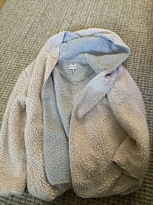 Chaqueta Sherpa Urban Outfitters Gran Tamaño Reversible M/L Gris Crema Con Capucha Cómoda Foto 1 de 4