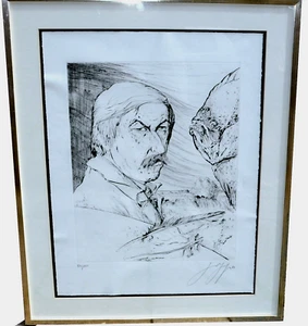Günter Grass, Maler und Grafiker,Selbstbildnis mit Butt, Nr. 54/150, 1980 ,sign. - Bild 1 von 3