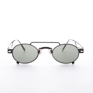 Small Black Steampunk Aviator with Oval Green Lens -The Professor - Picture 1 of 3