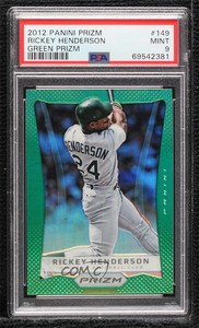 2012 Panini Prizm Retail Green Prizms Rickey Henderson #149 PSA 9 MINT HOF