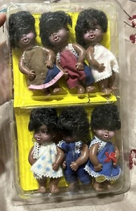 Vintage Mini Small Plastic African American Baby Dolls New Old Stock Doll Toy - Picture 1 of 5