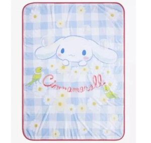 Sanrio Cinnamoroll Throw Blanket Blue Gingham 45" x 60" Picnic Bubbles Birds NEW - Picture 1 of 15