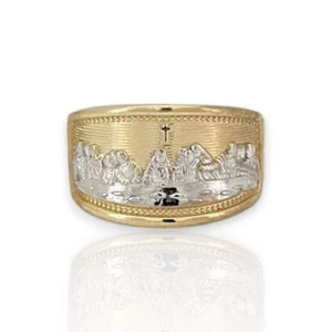 Rectangle Last Supper Ring - 10k Yellow Gold - Picture 1 of 16
