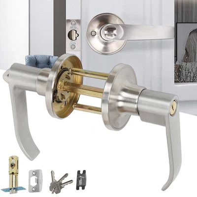 Internal Lever Handles for Bathroom and Bedroom Doors Keyed Lock Latch Mechanism - Image 1 of 4
