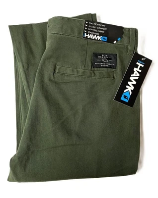Chinos Tony Hawk para hombre talla 32 x 30 verde militar frente plano elásticos NUEVOS PRECIO DE VENTA SUGERIDO POR EL FABRICANTE $50.0 Foto 1 de 4