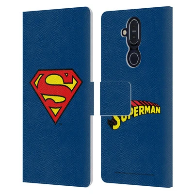 OFFICIAL SUPERMAN DC COMICS LOGOS LEATHER BOOK CASE FOR MICROSOFT NOKIA PHONES - Image 1 of 4