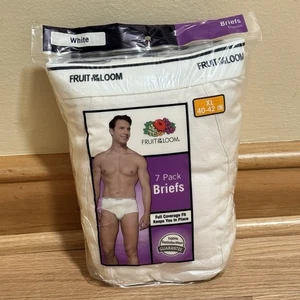 Fruit Of The Loom 7 Pack Tag Free Full Cut Soft White Briefs Underwear - New XL - Picture 1 of 6