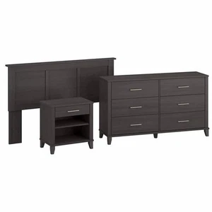 Somerset 3 Piece Full/Queen Size Bedroom Set in Storm Gray - Engineered Wood - Picture 1 of 7