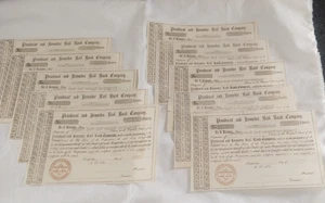 Lot 10 Unissued Stock Certificates 1850s 1856 Penobscot & Kennebec Railroad - Picture 1 of 2