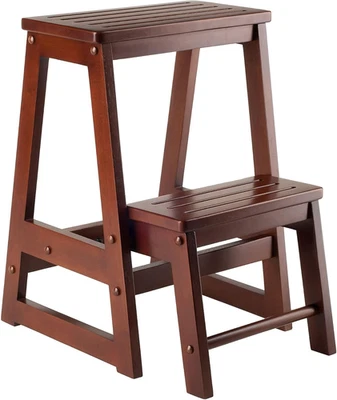 Beech Wood Double Step Stool, Antique Walnut (94022) - Image 1 of 4