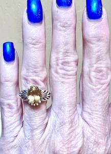 HERMOSO anillo vintage de piedras preciosas ornamentadas de plata esterlina y citrino de diseñador Kabana - Imagen 1 de 18