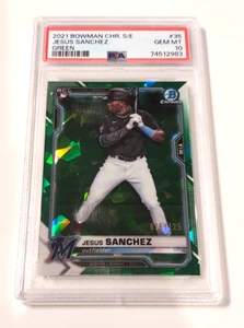 2021 Bowman Cromo Zaffiro JESUS SANCHEZ RC Verde #'d 75/125 Astros PSA 10 GEM - Foto 1 di 2