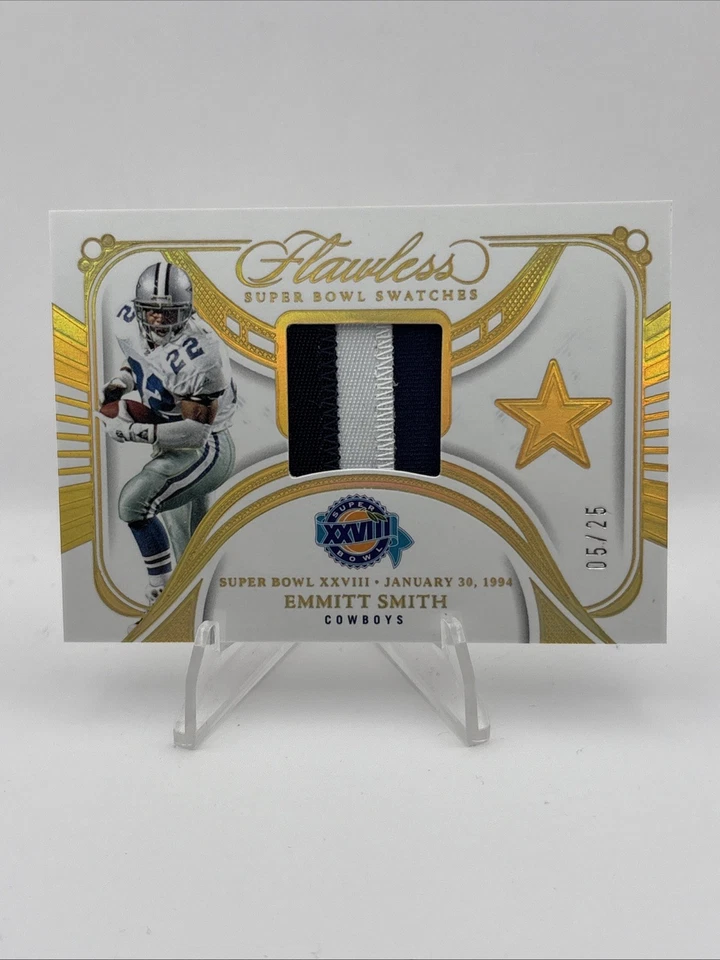 2024 PANINI FLAWLESS EMMITT SMITH SUPER BOWL SWATCH PATCH RARO SP /25 -E - Imagem 1 de 2