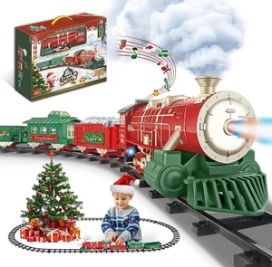 Christmas Train Set for Around Tree with Sounds, Lights & Smoke - Toddler Electr - Picture 1 of 6