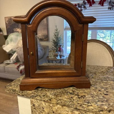 Antique curio cabinet with open back glass door wall hanger - Image 1 of 4