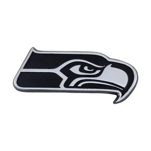 Seattle Seahawks Premium Solid Metal Chrome Auto Emblem Team Logo Car Decal - Picture 1 of 1
