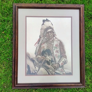 James Bama, "Oldest Living Crow Indian", #1282/1500, signed framed Art Native - Picture 1 of 8