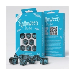Q-Workshop Dice Halloween Pumpkin Dice Set - 20th Anniversary Black w/Blu New - Picture 1 of 2