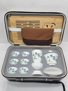 Tragbares Luxus Chinesisches Teeservice: Komplettes 14-teiliges Reise Gongfu Set mit Bambus - Bild 1 von 10