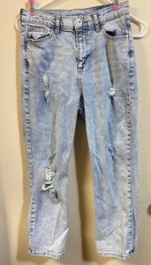 ART CLASS Wide Leg Distressed Jeans Girls Size 12 Light Wash High Rise EUC - Picture 1 of 5