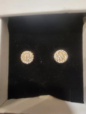 VVS1 10mm Full Moissanite Flower Cluster Gold Stud Earrings - Image 1 of 2