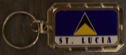 镍金属钥匙圈 国旗 圣卢西亚 全新 — 第 1/1 张图片