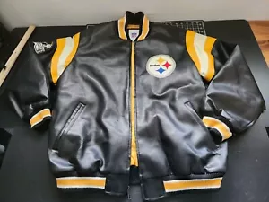 Vintage Pittsburgh Steelers GIII G3 Jacket Coat Size L NFL Faux Leather Heavy - Picture 1 of 17