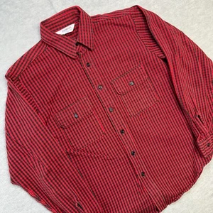 Vintage Five Brother Shirt Mens Medium Red Mini Buffalo Check Blanket Flannel - Picture 1 of 11