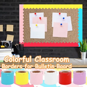 6 Rolls 196.8 ft Colorful Classroom Bulletin Board Borders Wavy Bulletin wekJk - Picture 1 of 11