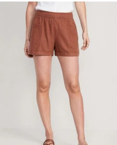 Old Navy High-Waisted Linen-Blend Utility Shorts for Women 3.5-inch inseam Mapl - Picture 1 of 3