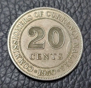1950 British Malaya 20 Cents Coin - Picture 1 of 2