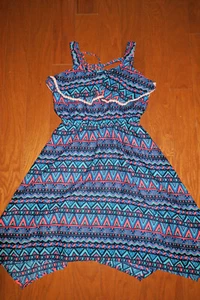 M 8 STAR RIDE GIRL SUMMER DRESS LINED Embellished STRAPS BEACH KNEE LENGTH - Picture 1 of 4