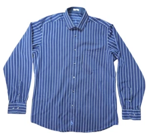 Camisa TAILORBYRD Para Hombres L Manga Larga Abotonada Azul Rayas Puño Abatible Calce Clásico - Imagen 1 de 9