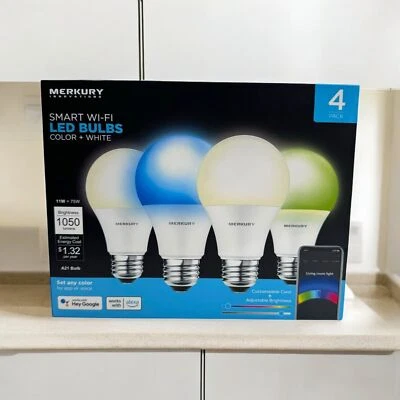MERCURY Merkury Innovations Smart Wi-Fi LED Color + White Bulbs 4 pack