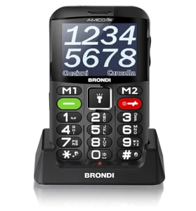 BRONDI AMICO CHIC BLACK DUAL SIM SENIOR GSM TASTO SOS VOLUME ALTO - Picture 1 of 6